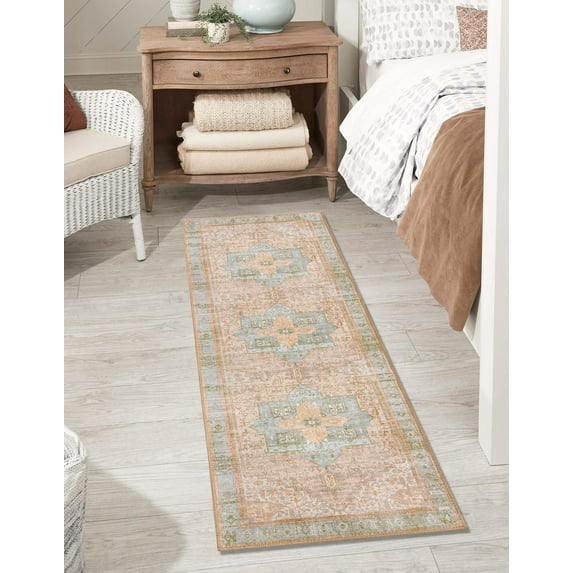 Unique Loom Timeless Collection Area Rug - Peter (2' x 6' Runner Light Brown/Gray)