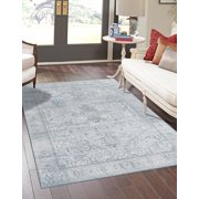 Unique Loom Timeless Collection Area Rug - Peter 5 x 8 Rectangle Ivory/Teal