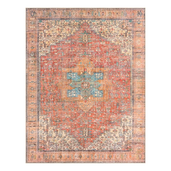 Unique Loom Timeless Collection Area Rug - Peter (7' 10" x 10' Rectangle Rust Red/Blue)