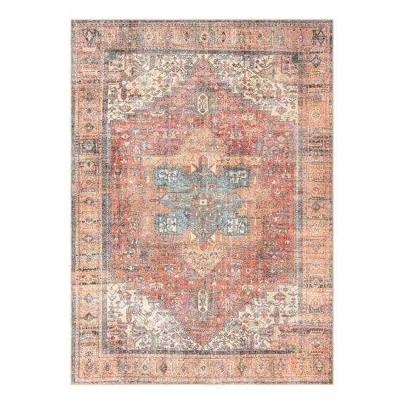 Unique Loom Timeless Collection Area Rug - Peter (7' 10" x 11' Rectangle Rust Red/Blue)