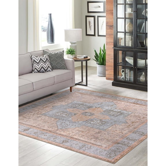 Unique Loom Timeless Collection Area Rug - Peter (7' 6" Square Light Brown/Gray)