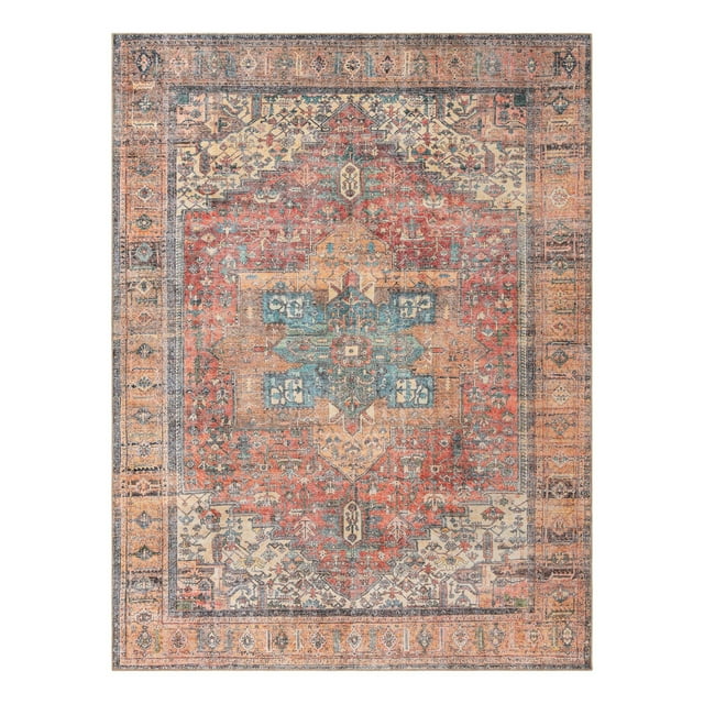 Unique Loom Timeless Collection Area Rug - Peter (9' 5" x 13' 1" Rectangle Rust Red/Blue)