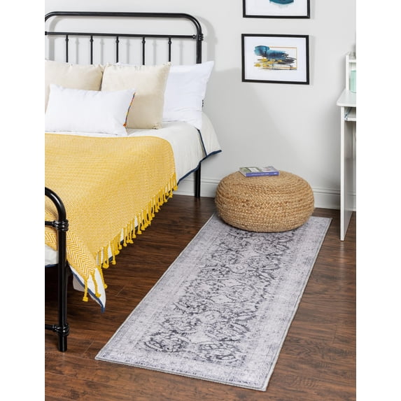 Unique Loom Timeless Collection Area Rug - Thaddeus (2' 6" x 12' Runner Charcoal/Navy Blue)