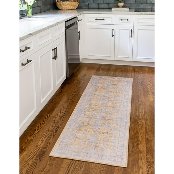 Unique Loom Timeless Collection Area Rug - Thaddeus (2' x 6' Runner Yellow/Gray)