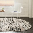 thumbnail image 1 of Unique Loom Tucson Collection Area Rug - Tohono (4' x 6' Oval Gray/Black), 1 of 10