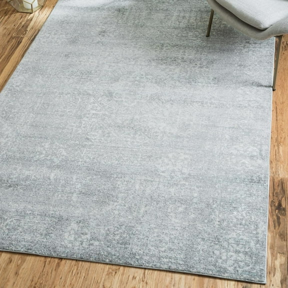 Unique Loom Tradition Collection Area Rug - Bouquet (4' 1" x 6' 1" Rectangle Silver/Blue)