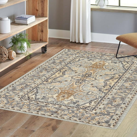 Unique Loom Tradition Collection Area Rug - Elizabeth (5' 1" x 8' Rectangle Silver/Gray)