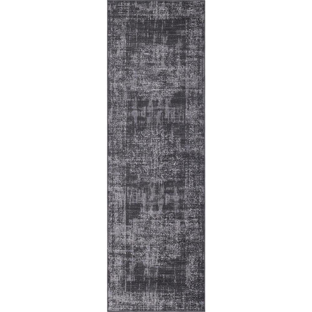 Aarhus Collection Dark Gray Synthetic 3' x 10' Runner Rug