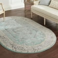 thumbnail image 1 of Unique Loom Aurelia Collection Area Rug - Trajan (4' x 6' Oval Aqua/Ivory), 1 of 7
