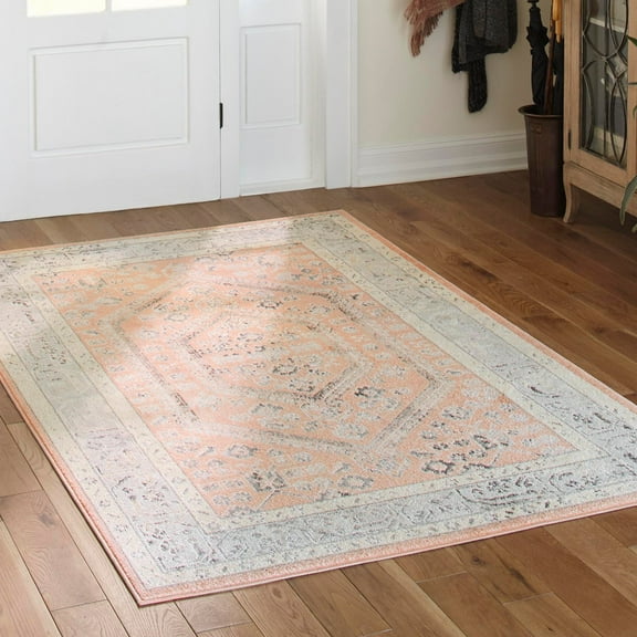 Unique Loom Aurelia Collection Area Rug - Trajan (7' 10" x 10' Rectangle Rose/Black)