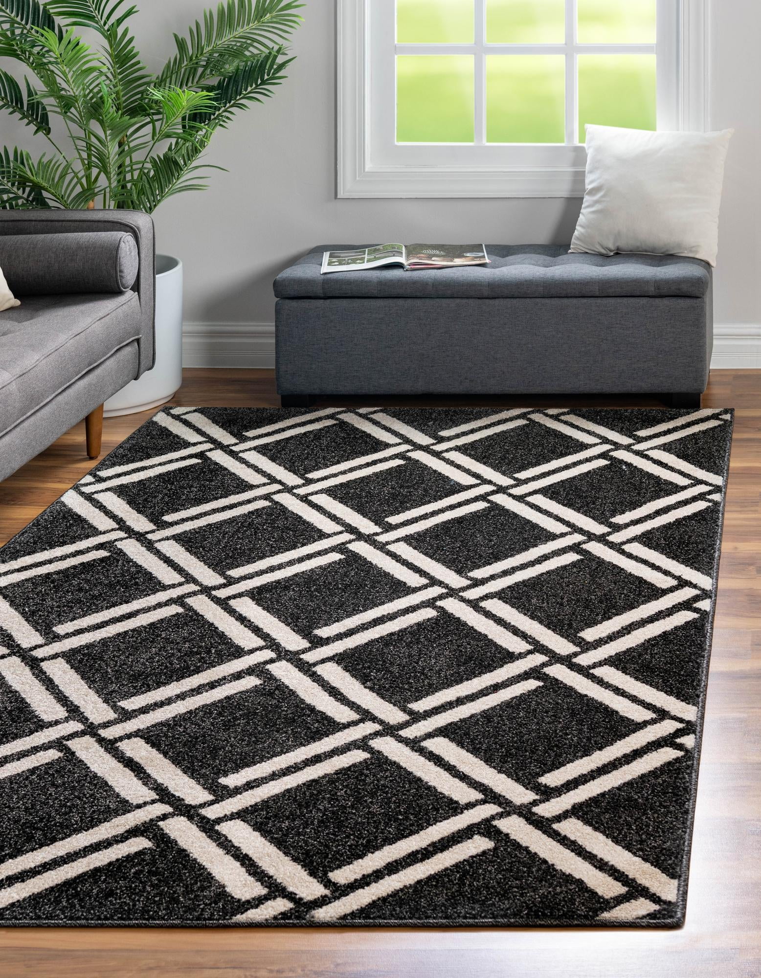 Unique Loom Trellis Collection Area Rug (3' 3" x 5' 3" Rectangle Black ...