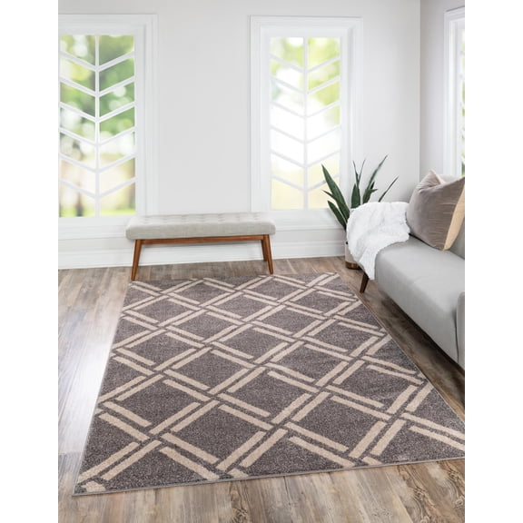 Unique Loom Detroit Trellis Rug, Gray (7' 0 x 10' 0)
