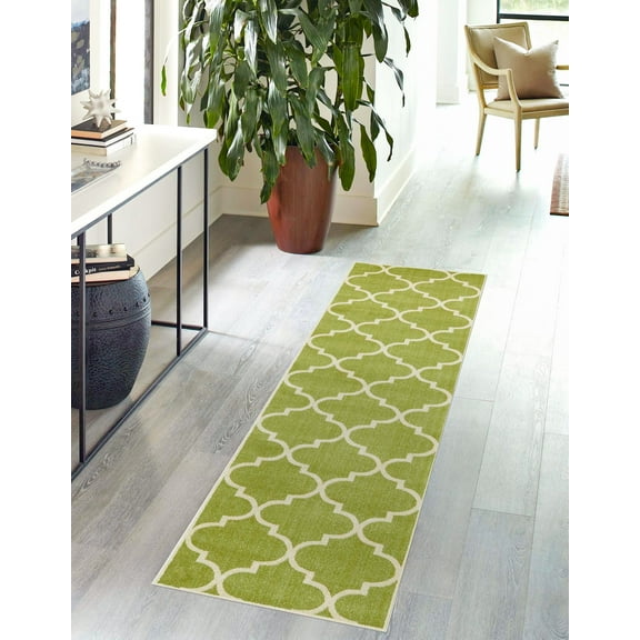 Unique Loom Trellis Collection Area Rug - Austin (2' 7" x 8' Runner Green/Beige)