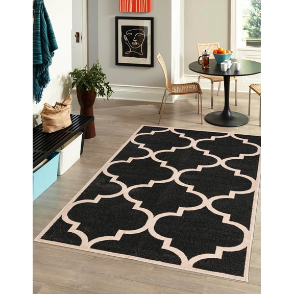 Unique Loom Trellis Collection Area Rug - Austin (3' 3" x 5' 3" Rectangle Black and White/Black)