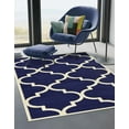 thumbnail image 1 of Unique Loom Trellis Collection Area Rug - Austin (3' 3" x 5' 3" Rectangle Navy Blue/Beige), 1 of 11