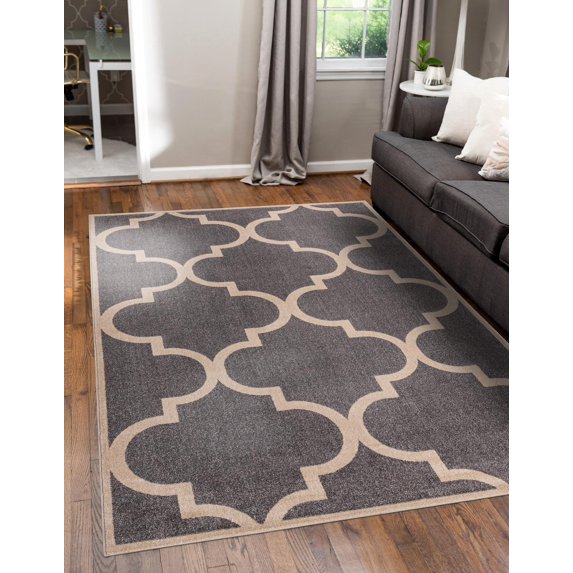 Unique Loom Trellis Collection Area Rug - Austin (5' 1" x 8' Rectangle Gray/Beige)
