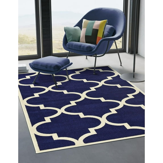 Unique Loom Trellis Collection Area Rug - Austin (8' x 11' Rectangle Navy Blue/Beige)