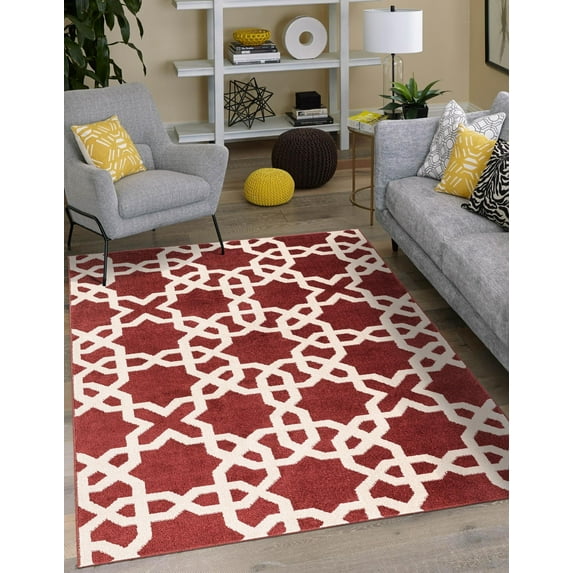 Unique Loom Trellis Collection Area Rug - Charlotte (5' 1" x 8' Rectangle Dark Terracotta/Beige)