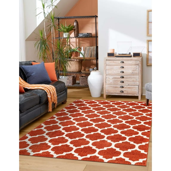 Unique Loom Trellis Collection Area Rug - Philadelphia (10' 6" x 16' 5" Rectangle Light Terracotta/Beige)