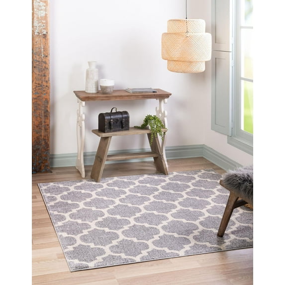 Unique Loom Trellis Collection Area Rug - Philadelphia (10' Square Light Gray/Beige)