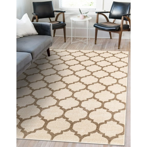 Unique Loom Trellis Collection Area Rug - Philadelphia (10' x 13' 1" Rectangle Beige and Light Brown/Beige)
