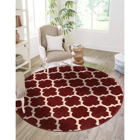 Unique Loom Trellis Collection Area Rug - Philadelphia (12' 2" Round Dark Terracotta/Beige)