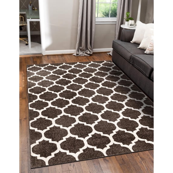 Unique Loom Trellis Collection Area Rug - Philadelphia (5' 1" x 8' Rectangle Chocolate Brown/Beige)