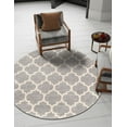 thumbnail image 1 of Unique Loom Trellis Collection Area Rug - Philadelphia (6' 1" Round Light Gray/Beige), 1 of 11