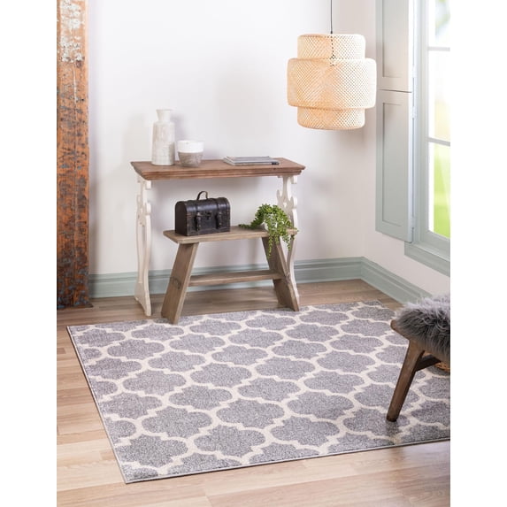 Unique Loom Trellis Collection Area Rug - Philadelphia (6' 1" Square Light Gray/Beige)