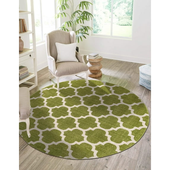 Unique Loom Trellis Collection Area Rug - Philadelphia (8' Round Light Green/Beige)