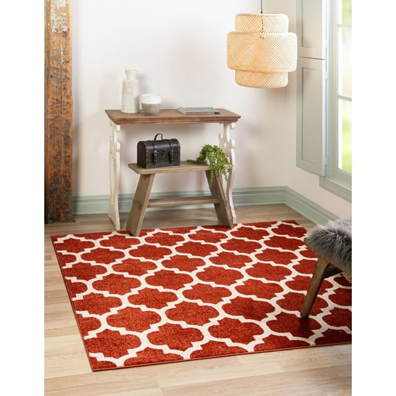 Unique Loom Trellis Collection Area Rug - Philadelphia (8' Square Light Terracotta/Beige)