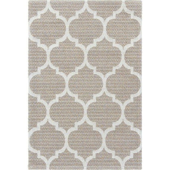 Unique Loom Trellis Decatur Rug Taupe/Ivory 2' 2" x 3' 1" Rectangle Textured Trellis Traditional Flatweave Perfect For Living Room Bed Room Dining Room Office