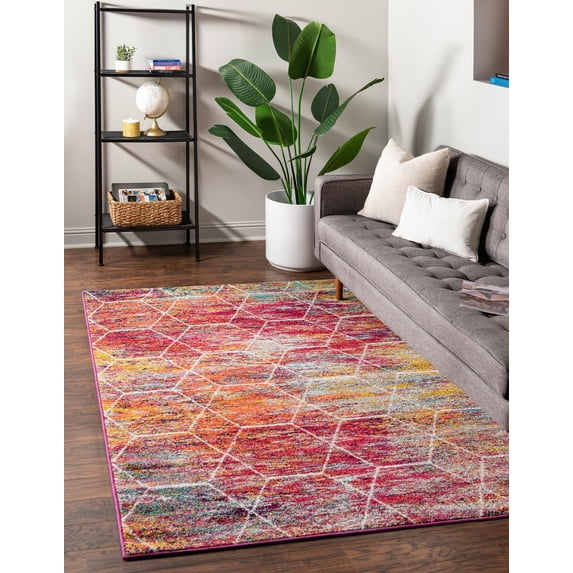 Unique Loom Trellis Frieze Collection Area Rug - Geometric (3' 3" x 5' 3" Rectangle Multi/Ivory)