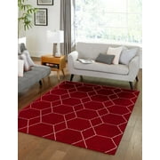 Unique Loom Trellis Frieze Collection Area Rug - Geometric (3' 3" x 5' 3" Rectangle Red/Ivory)