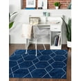 thumbnail image 1 of Unique Loom Trellis Frieze Collection Area Rug - Geometric (3' Square Navy Blue/Ivory), 1 of 7