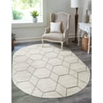 thumbnail image 1 of Unique Loom Trellis Frieze Collection Area Rug - Geometric (3' x 5' Oval Ivory/Gray), 1 of 7