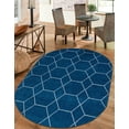 thumbnail image 1 of Unique Loom Trellis Frieze Collection Area Rug - Geometric (4' x 6' Oval Navy Blue/Ivory), 1 of 7