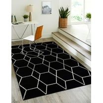 Unique Loom Trellis Frieze Collection Area Rug - Geometric (5' 3" x 8' Rectangle Black/Ivory)