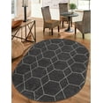 thumbnail image 1 of Unique Loom Trellis Frieze Collection Area Rug - Geometric (5' x 8' Oval Dark Gray/Ivory), 1 of 7