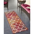 thumbnail image 1 of Unique Loom Trellis Frieze Collection Area Rug - Rounded (2' x 13' 1" Runner Multi/Black), 1 of 7
