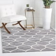 thumbnail image 1 of Unique Loom Trellis Frieze Collection Area Rug - Rounded (3' Square Light Gray/Ivory), 1 of 7