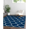 thumbnail image 1 of Unique Loom Trellis Frieze Collection Area Rug - Rounded (3' Square Navy Blue/Ivory), 1 of 7