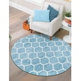 thumbnail image 1 of Unique Loom Trellis Frieze Collection Area Rug - Rounded (4' 1" Round Light Blue/Ivory), 1 of 7