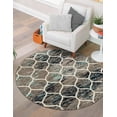 thumbnail image 1 of Unique Loom Trellis Frieze Collection Area Rug - Rounded (4' Round Blue Multi/Ivory), 1 of 7