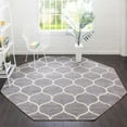 thumbnail image 1 of Unique Loom Trellis Frieze Collection Area Rug - Rounded (5' Octagon Light Gray/Ivory), 1 of 7