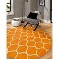 thumbnail image 1 of Unique Loom Trellis Frieze Collection Area Rug - Rounded (5' Round Orange/Ivory), 1 of 7