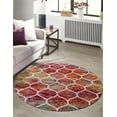 thumbnail image 1 of Unique Loom Trellis Frieze Collection Area Rug - Rounded (6' Round Multi/Black), 1 of 7
