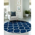 thumbnail image 1 of Unique Loom Trellis Frieze Collection Area Rug - Rounded (6' Round Navy Blue/Ivory), 1 of 7