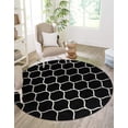 thumbnail image 1 of Unique Loom Trellis Frieze Collection Area Rug - Rounded (7' 10" Round Black/Ivory), 1 of 7