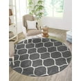 thumbnail image 1 of Unique Loom Trellis Frieze Collection Area Rug - Rounded (8' Round Dark Gray/Ivory), 1 of 7